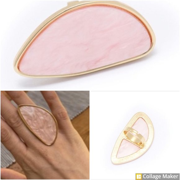 Adjustable Oval Exaggerated Acrylic Resin Geometric Rose-Gold Ring - Picture 1 of 8